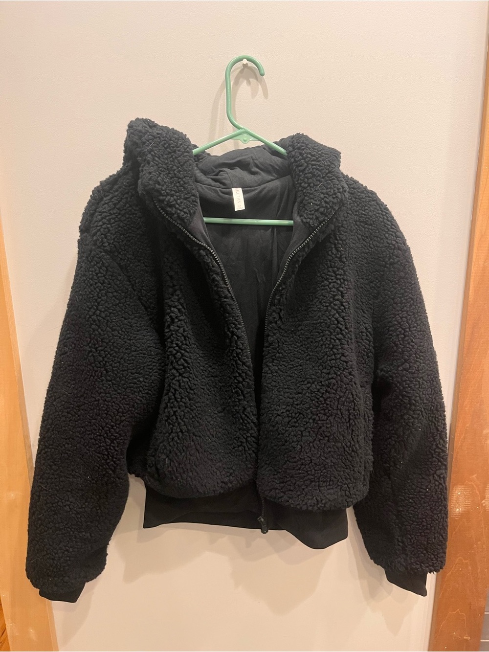 Fabletics Black Sherpa Teddy Jacket
